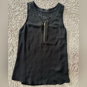 Black Sleeveless Top with Lace and Zipper